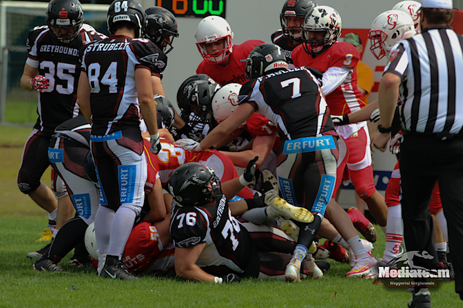 Die Offense der Greyhounds konnte in Münster keine Akzente setzen (Foto: Dirk Sosnowsky)